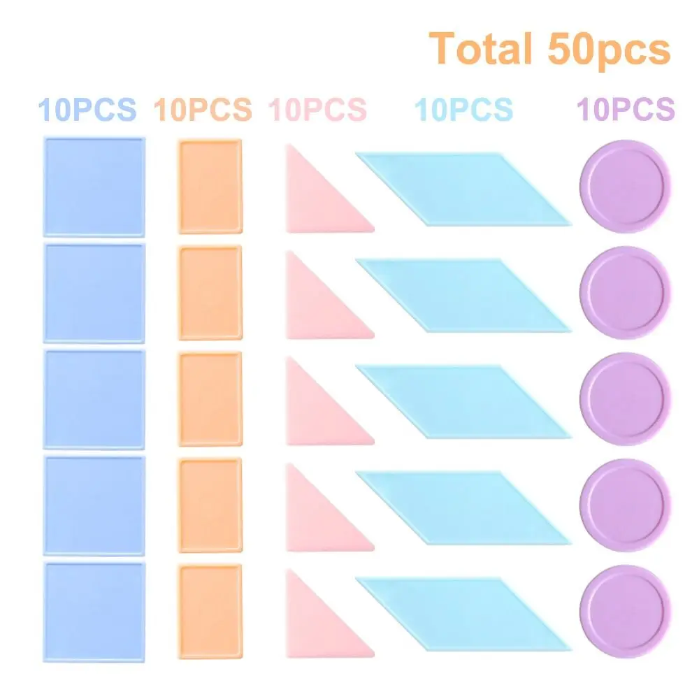 50pcs Plastic Round Counting Chips Geometry Colorful Montessori Bingo Chips Lightweight Teaching Counters Montessori Learning