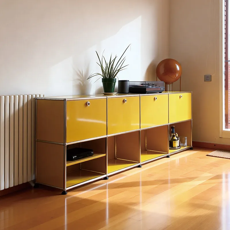 Entrance cabinet Chinese antique style living room integrated stainless steel storage module side cabinet against the wall