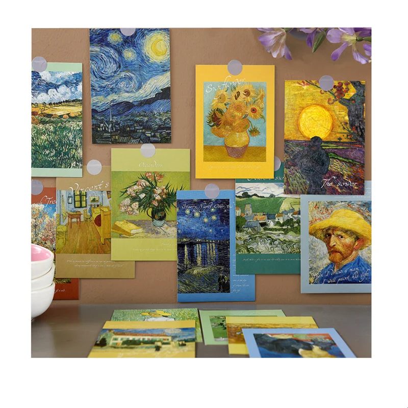 15 Sheets/Lot Retro Art Painting Postcards Message Lettercard Artwork Gift Wish Postal Card Greeting Card Van Gogh Monet Picasso