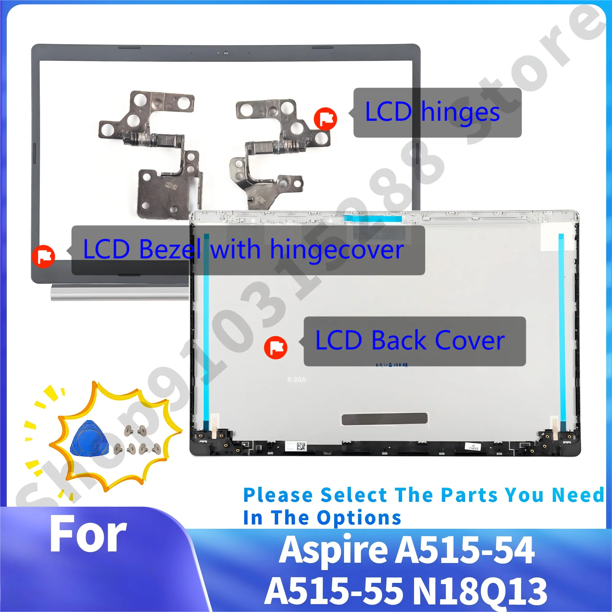 

New Top Lid For Aspire A515-54 A515-54G A515-53 A515-55G A515-55T A515-44 S50-51 N18Q13 Red Back Cover Bezel Hinges Repair