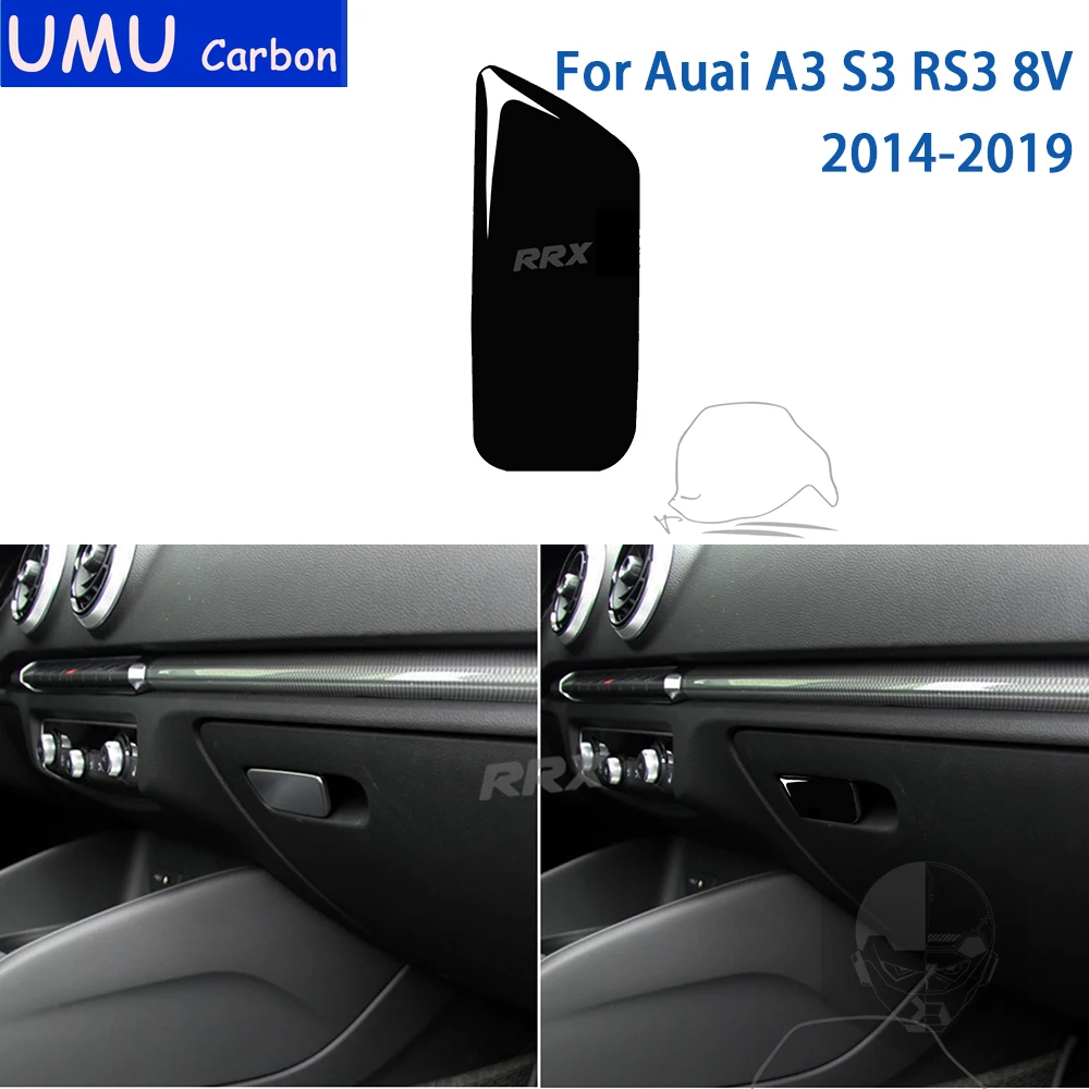 

For Audi A3 S3 RS3 8V 2014 2015 2016 2017 2018 2019 Car Accessories Interior Passenger Glove Box Puller Sticker Black Plastic