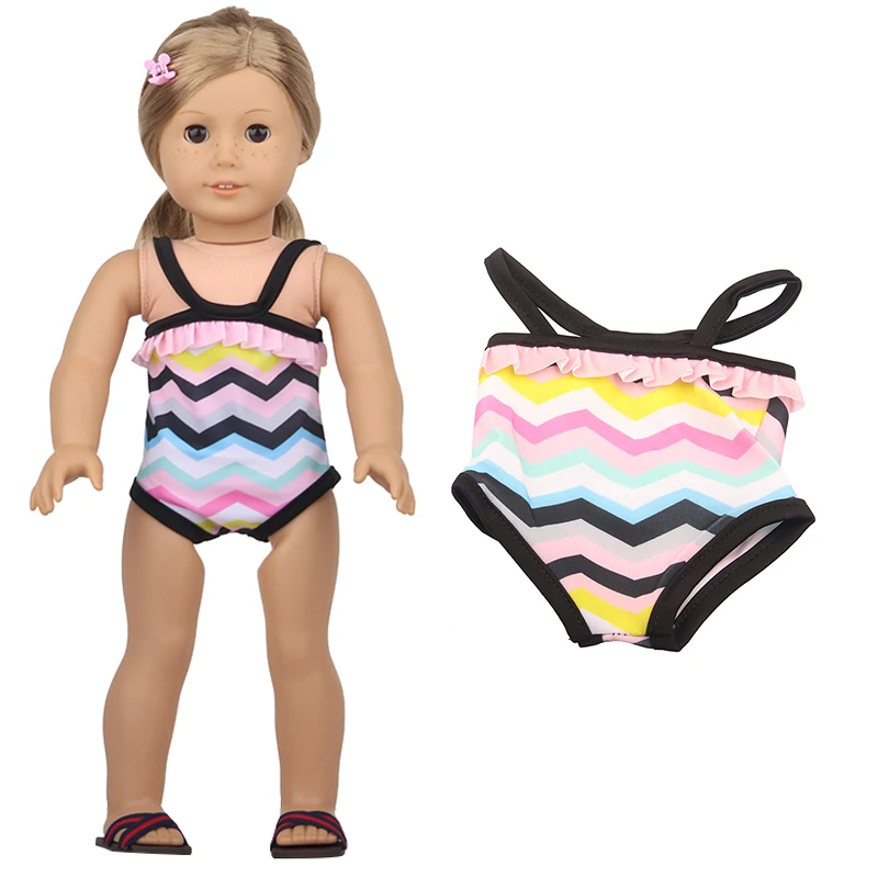 Leopard Print Wave Style Swimsuit For 43cm Baby New Born and 18 inch American doll girls, Generation Baby Clothing accessories