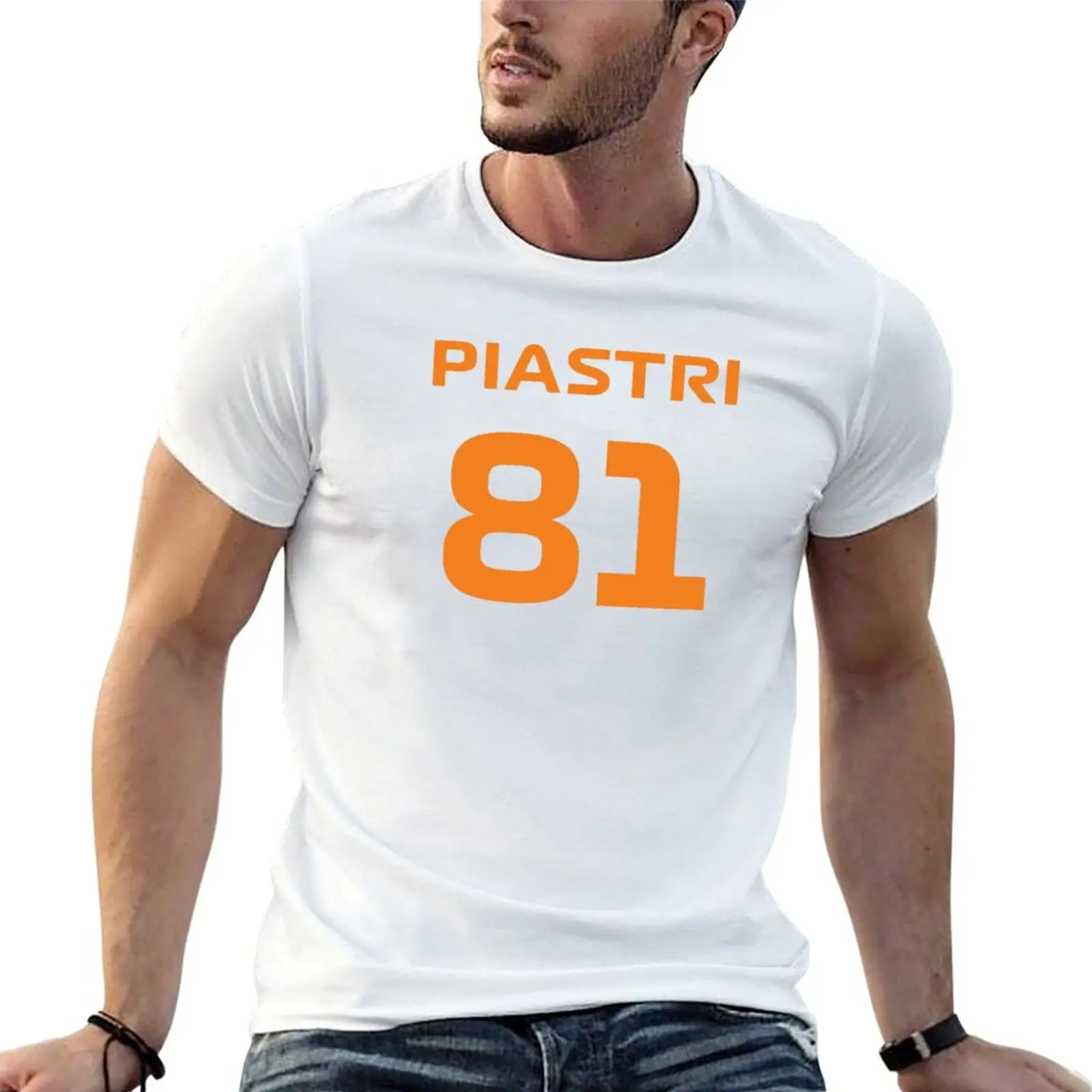 

t heavy shirt man t T-Shirt piastri shirt cotton orange man number graphic