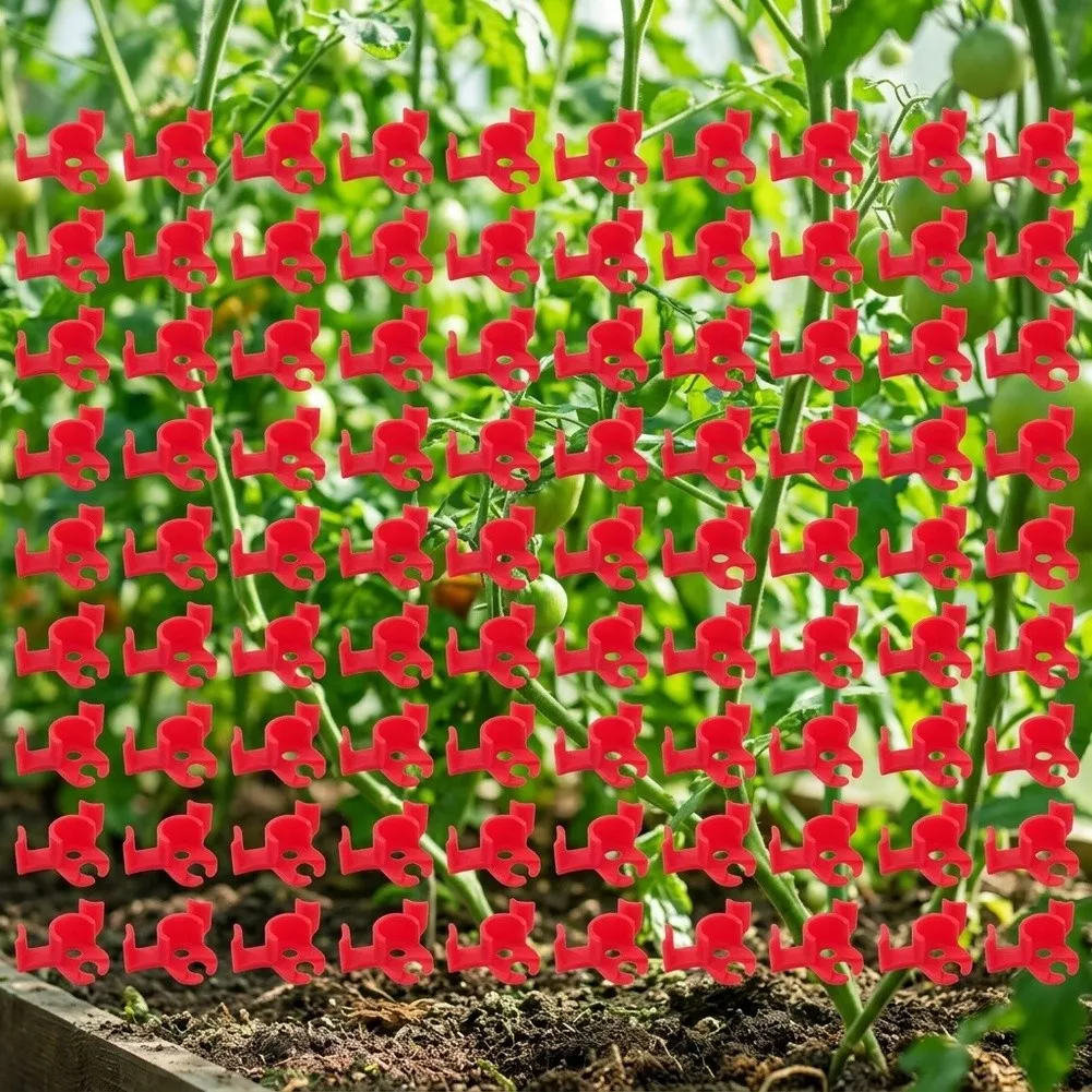 100 Count Garden for stem Clips for Redirecting Growth Direction in Tomato Cages Trellises and Vertical Grow Walls