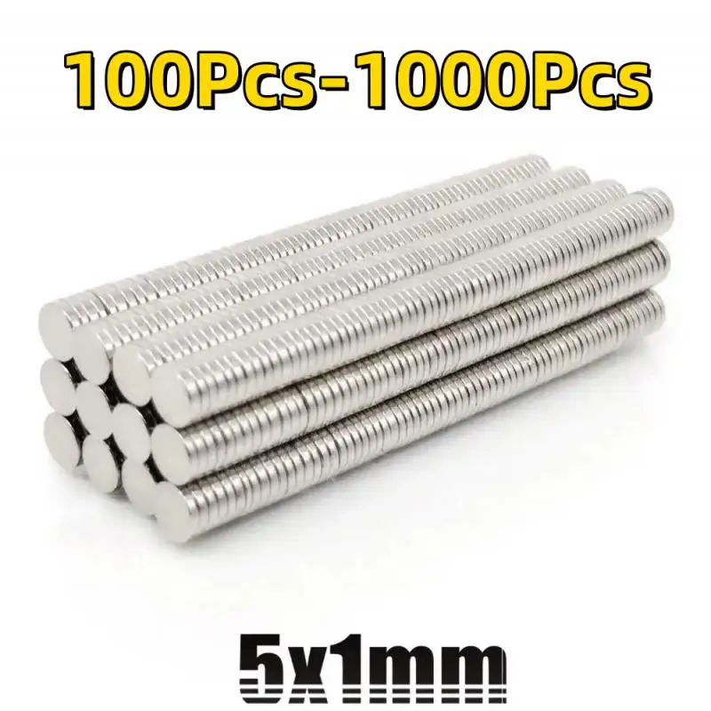 100-1000Pcs 5x1mm Neodymium Magnet 5mm X 1mm NdFeB Round Super Powerful Strong Permanent Magnetic Imanes Disc For Fridge 5x1mm