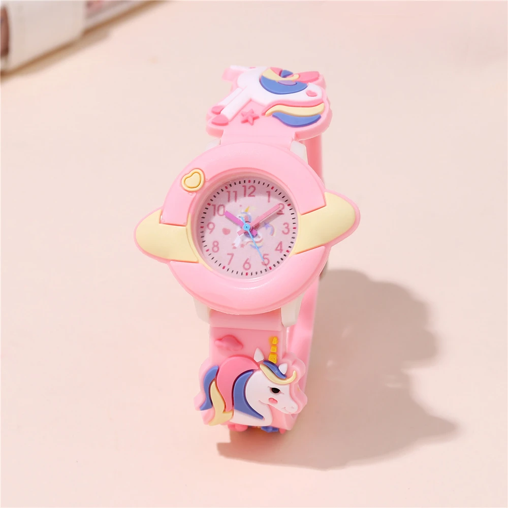 3D Colorful Unicorns Cartoon Quartz Watch Kids Clock GIft Wristwatch