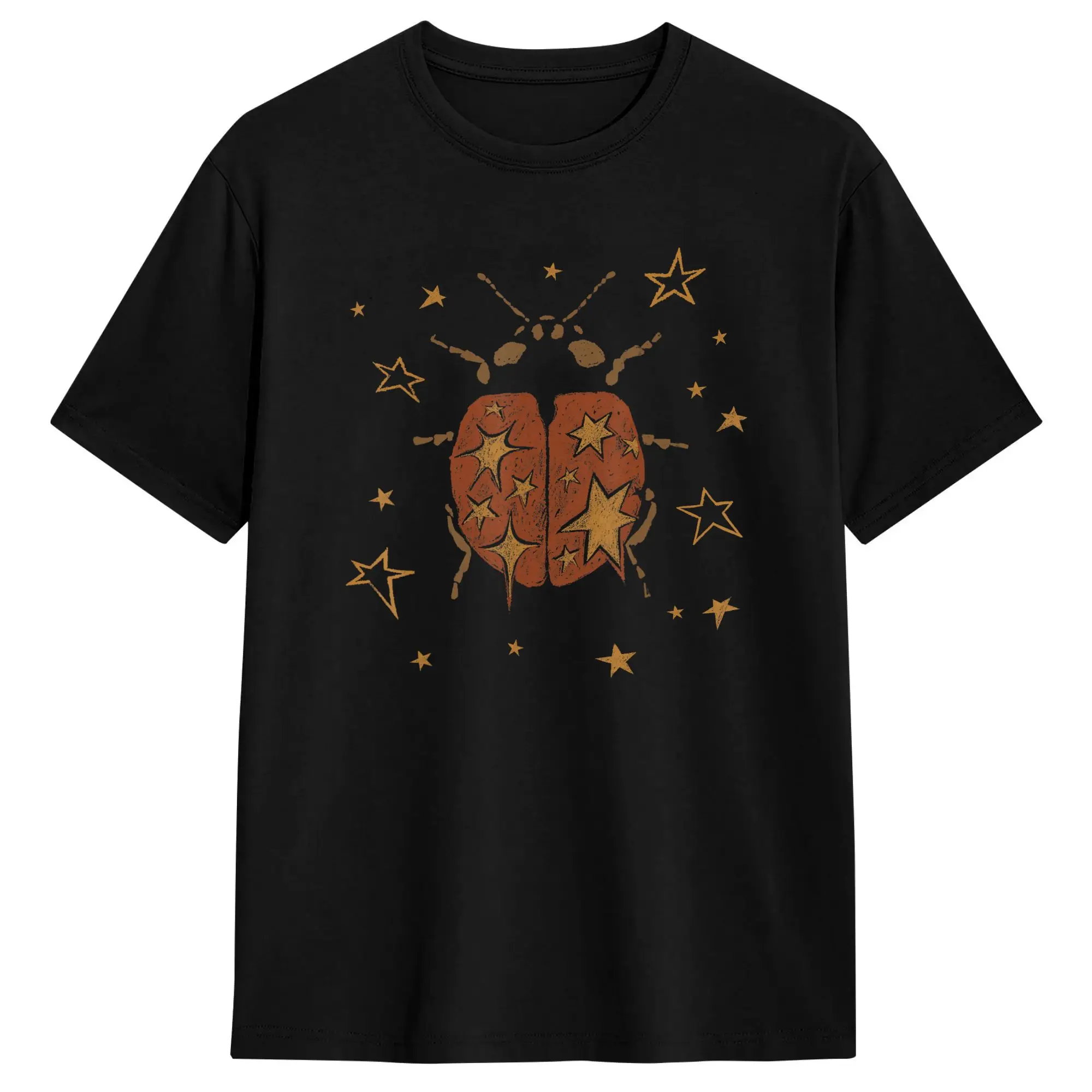 Ladybug Star T-Shirts Men  Novelty Pure Cotton Tees Round Neck Short Sleeve T Shirt Plus Size Clothes