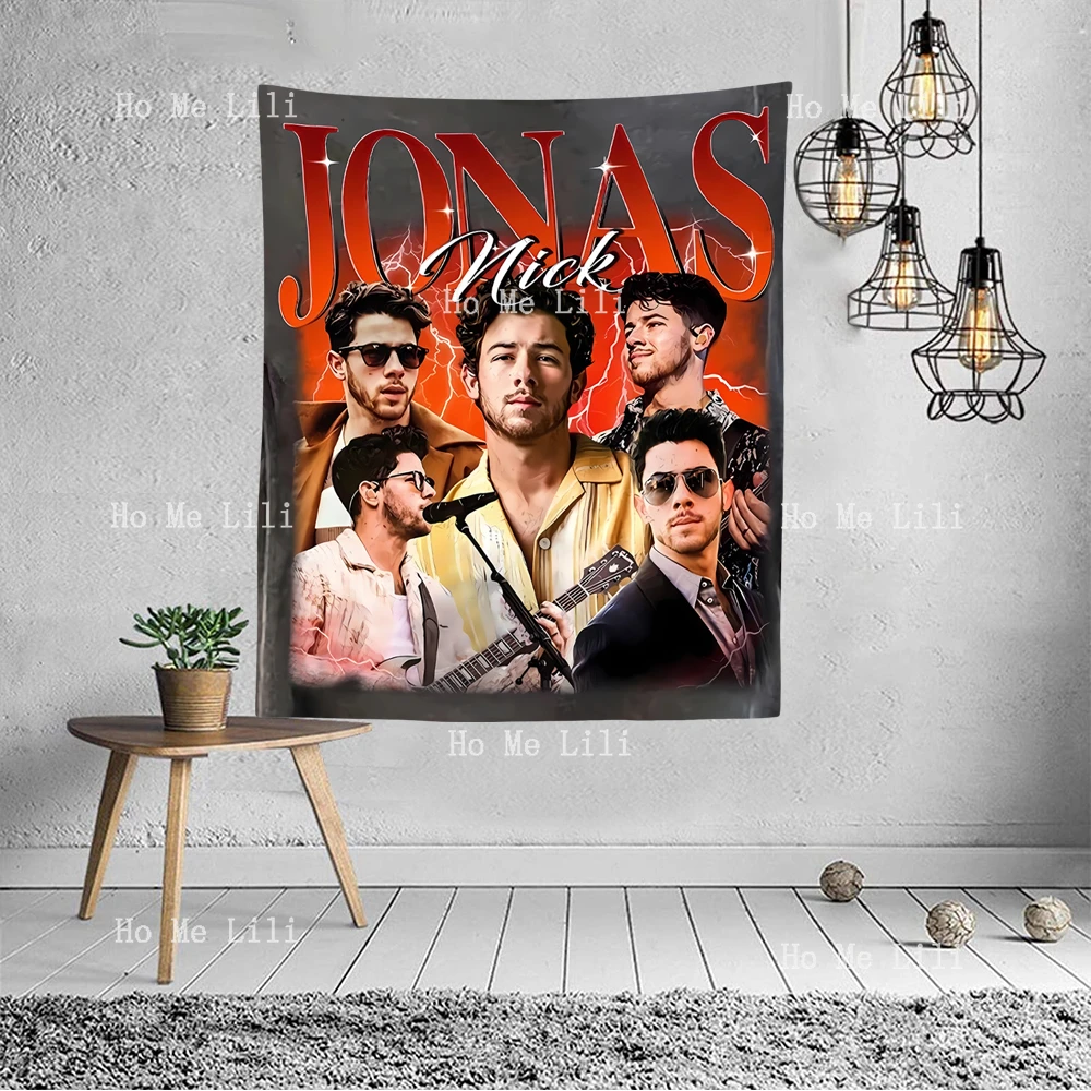 Nick Jonas Vintage 90s Graphic Style Tapestry For Bedroom Aesthetic Nature Decoration