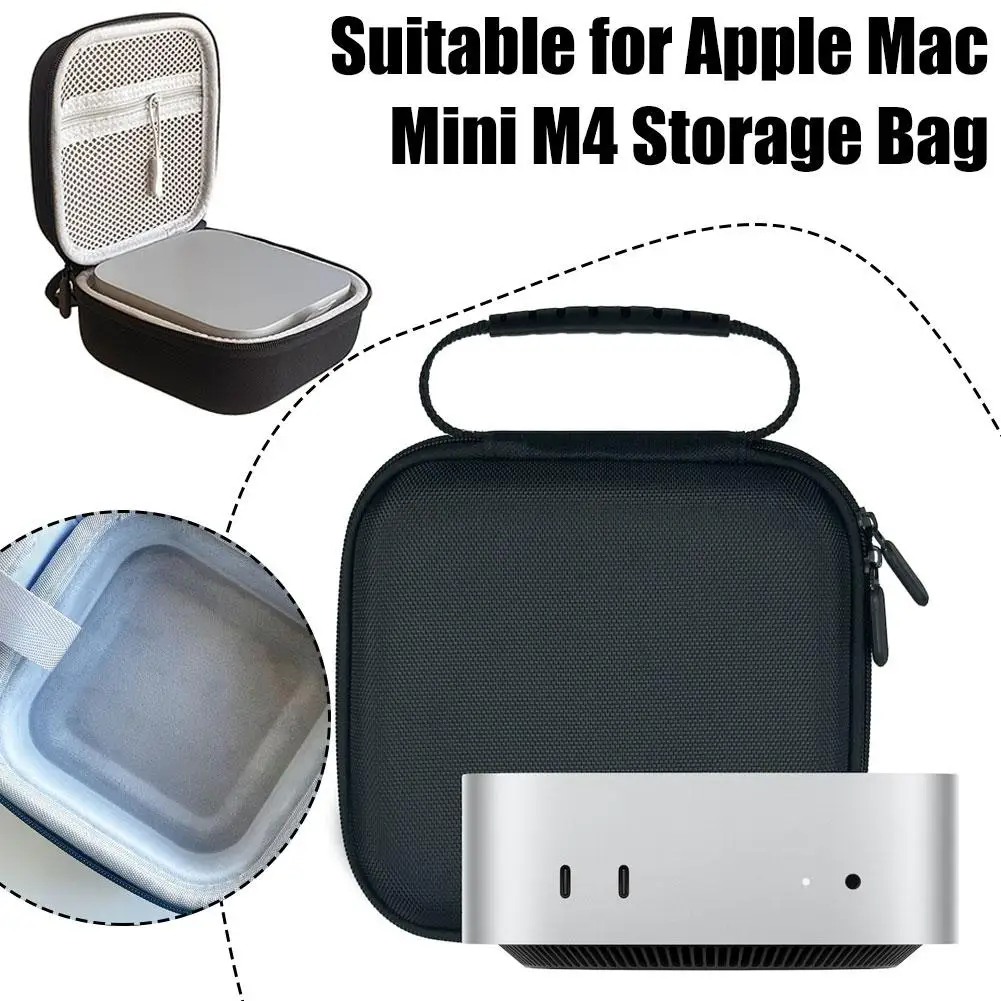 For Apple Mac Mini M4 Storage Bag Computer Host Portable Protection Hard Bag Storage Box Travel Suitcase