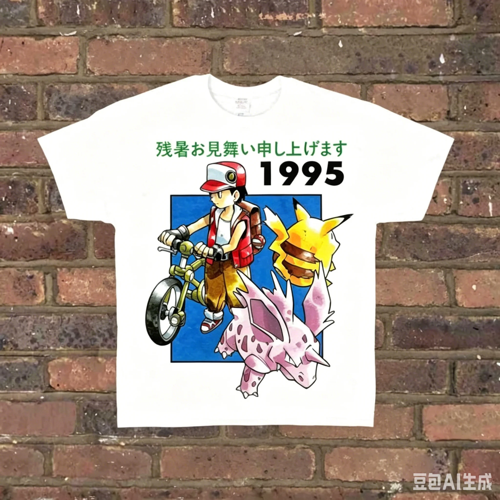 Neueste Pokémon 1995 Retro Erste Generation Drei Familienfiguren Lose Baumwoll-Kurzarmshirts für Erwachsene und Kinder – Detail 8