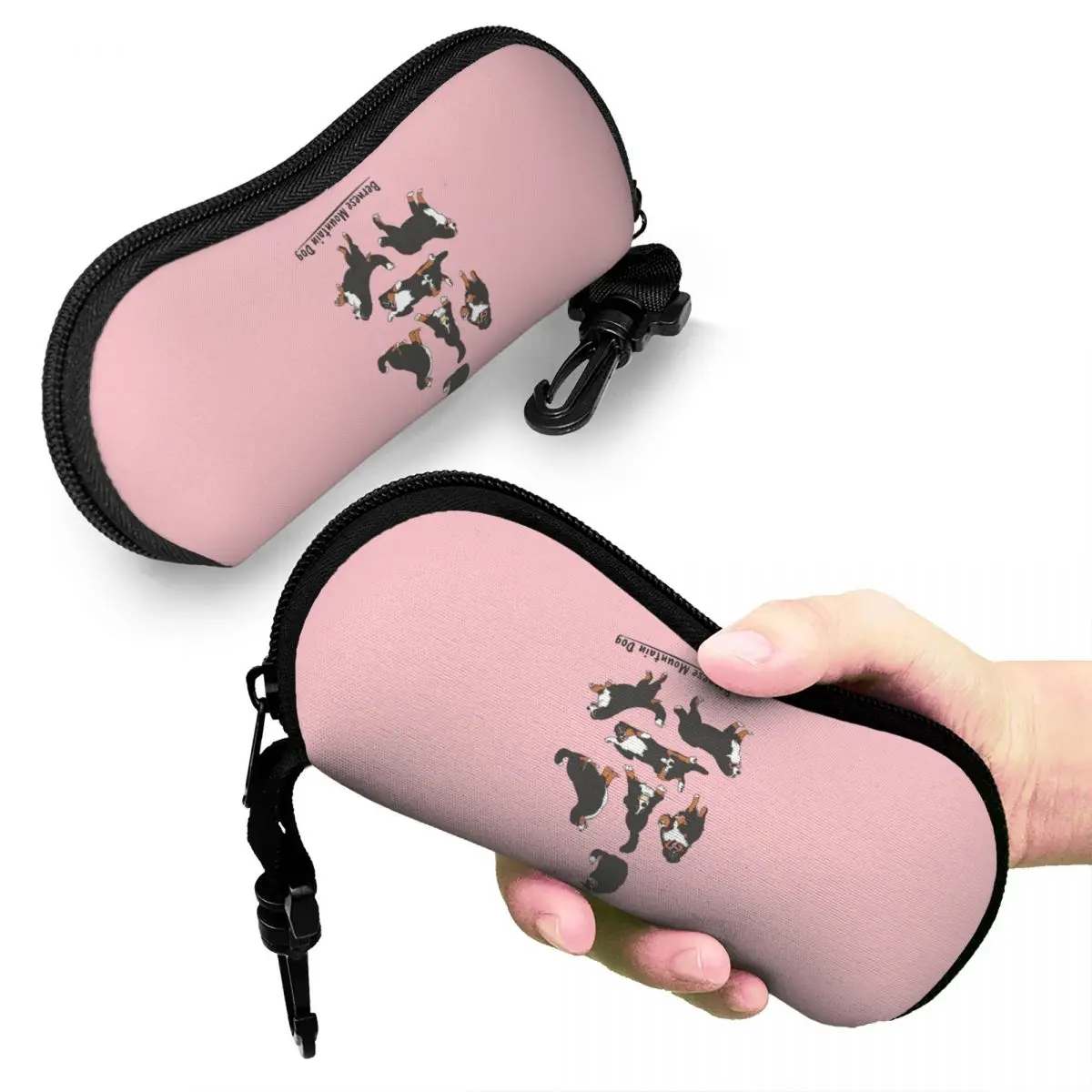 

Playing Bernese Mountain Dog - Pink Background Shell Glasses Case Protector Sunglasses Box Women Men Soft Eyeglasses Bag Pouch