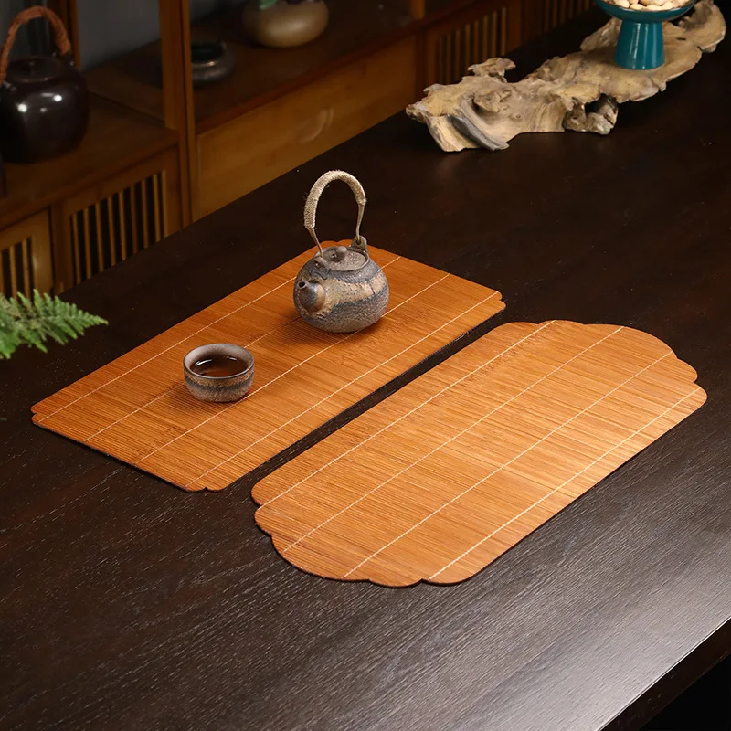 1PC Bamboo silk tea mat Tea mat Chinese craft bamboo woven handmade natural incense mat tea ceremony accessories teapot mat