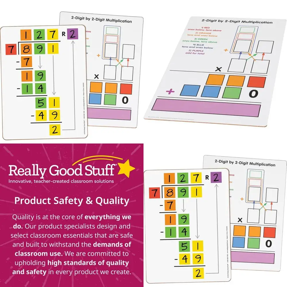 

Multiplication & Division Dry Erase Learning Set: 12 Two-Digit Math Boards