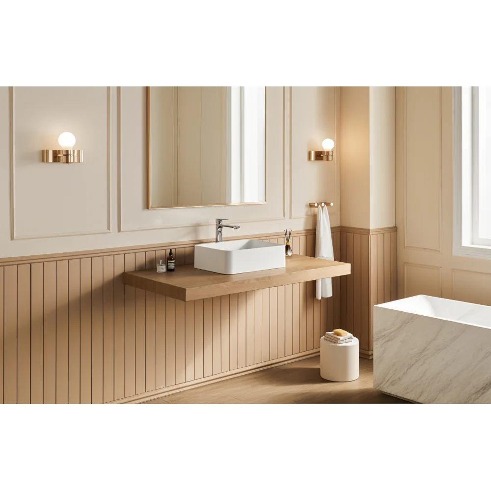 Lavabo da bagno con superficie solida da 20" x 14" in bianco opaco