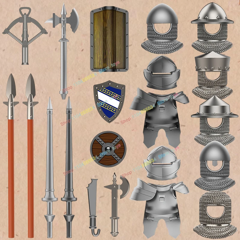 Soldats médiévaux monte cheval de guerre figurines d'action blocs de construction château chevaliers Archer hache épée briques modèles jouet enfants cadeaux