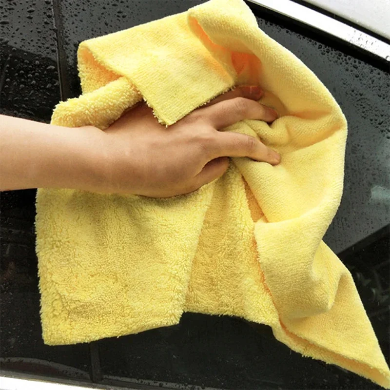 

40x40cm Super Soft Edgeless Microfiber Towel Car Care Polishing Buffing Finishes Light Gray/Yellow Rags Car Accessories