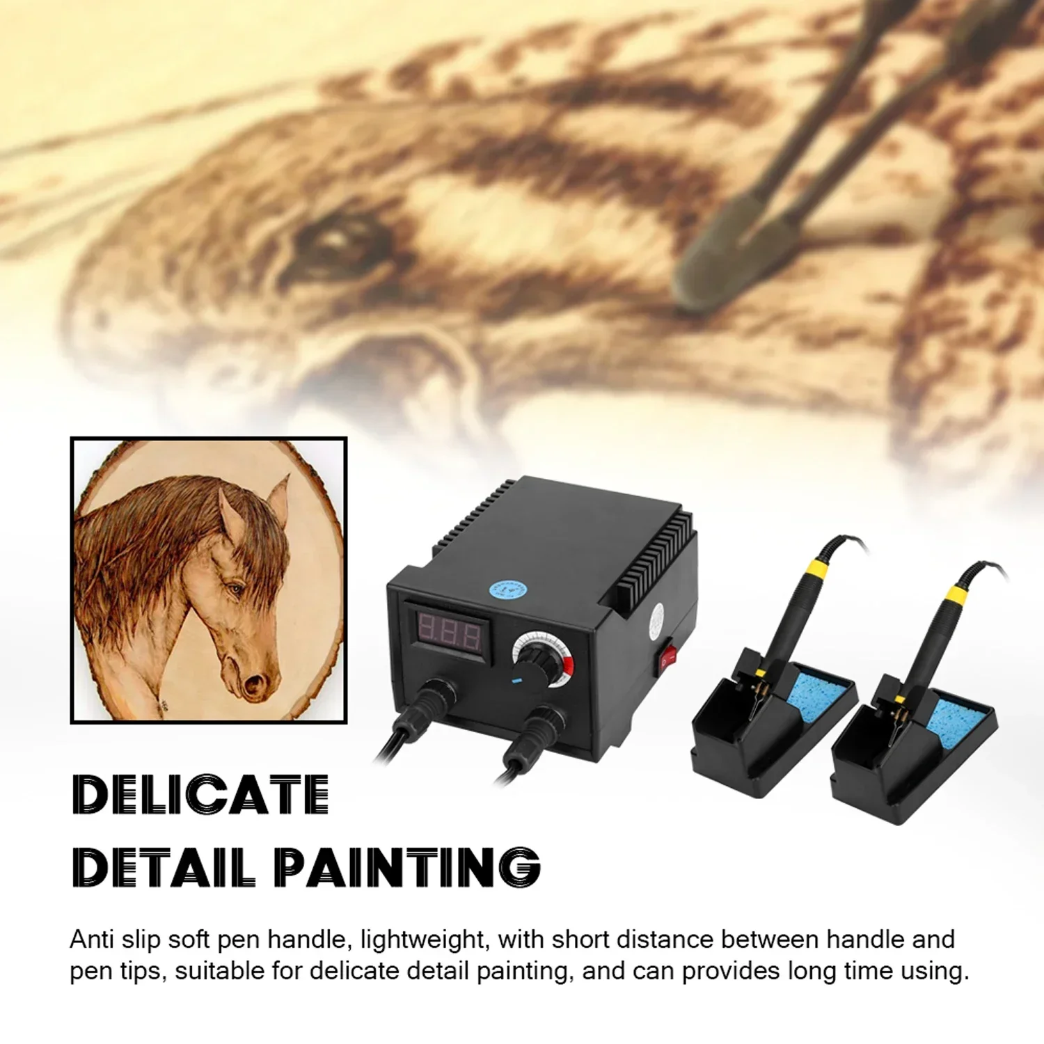 100W Woodburner Wood Burning Tool Kit Adjustable 0-650℃ Woodburning Pyrography Pen Machine Set Electric Soldering Iron