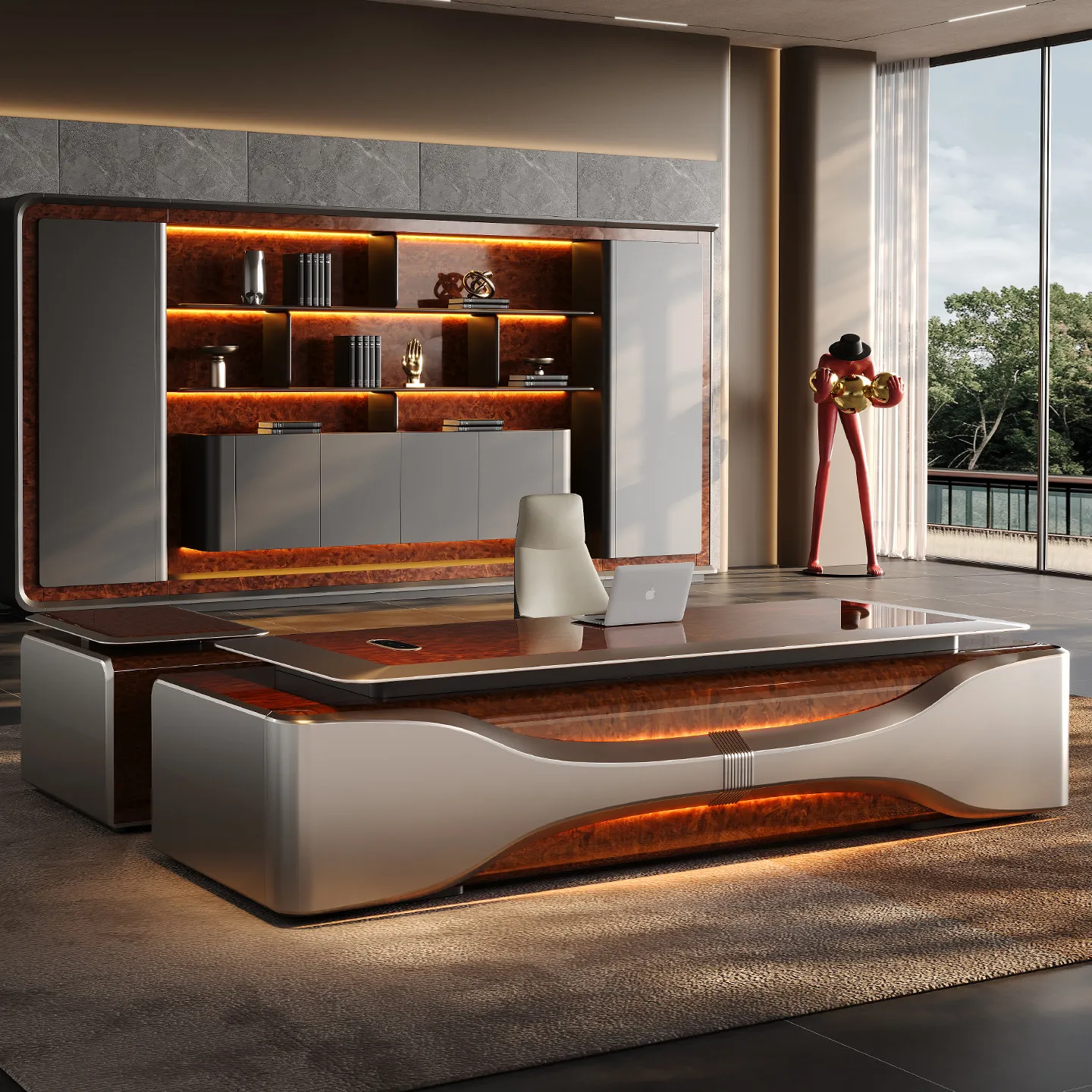 High End Wooden Modular Modern Luxury Healthy Office Desk Chair Combination Customized Color File Drawer Storage for Commercial