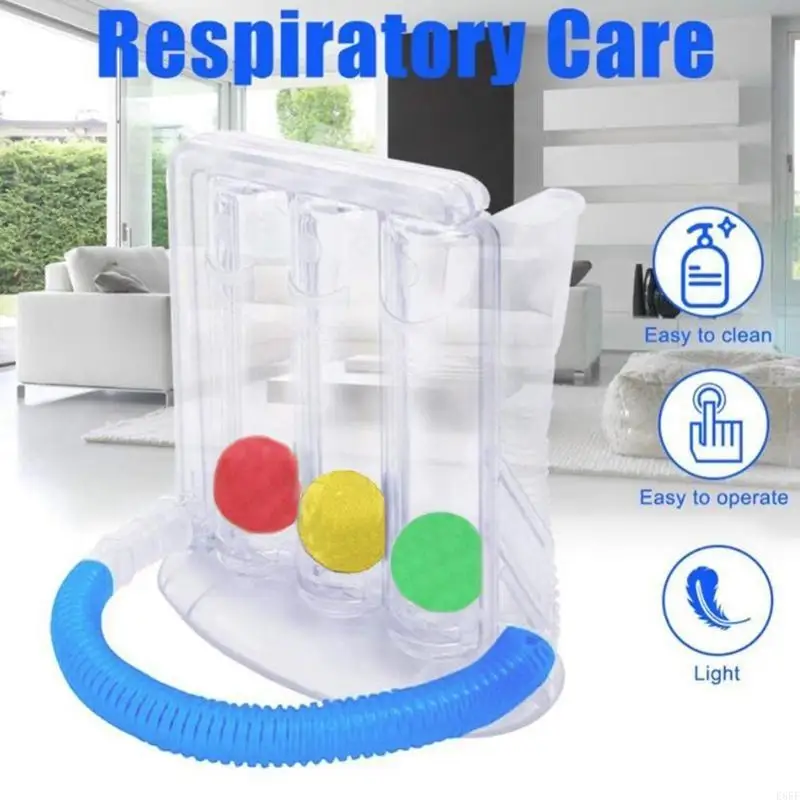 E65F 3-Ball Deep Breathing Exerciser Capaciteit Trainingsapparaat Incentive Spirometer Spirometrie Ademoefeningen en metingen