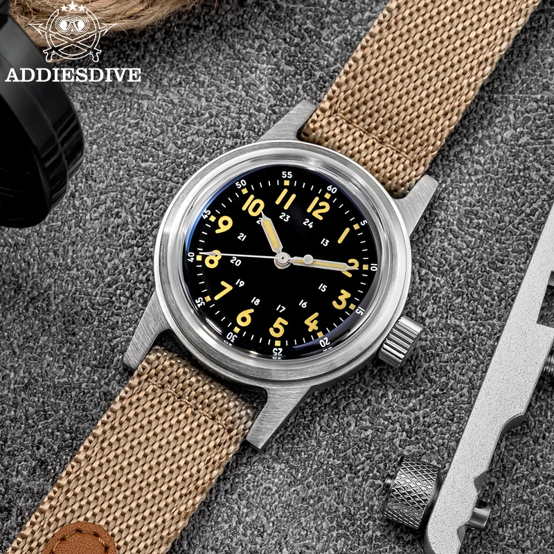 ADDIESDIVE Watches For Men Fashion Nylon Band Sports Automatic Mechanical Watch 200M Waterproof Clock Vintage Mens Reloj Hombre