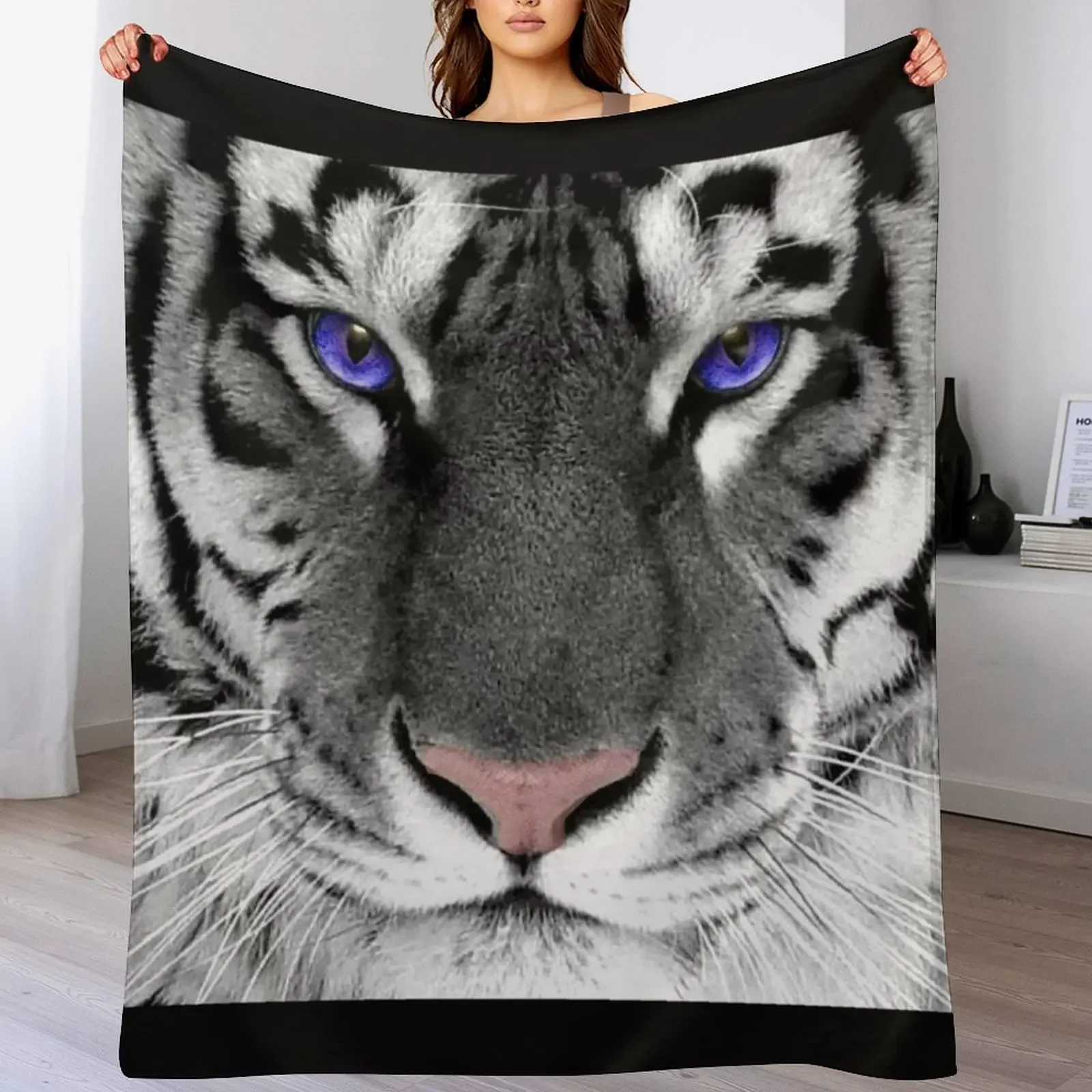 White tiger monochrome and colour Throw Blanket Luxury Blankets For Baby cosplay anime wednesday Blankets