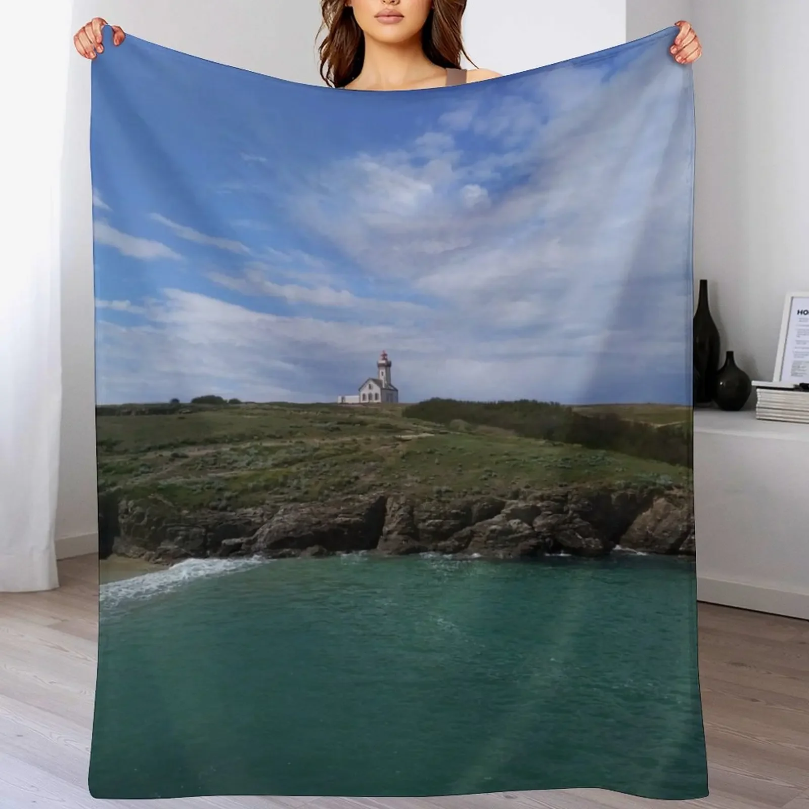 The lighthouse of the Poulains Belle-?le-en-Mer Throw Blanket Nap Luxury halloween Sofa Blankets