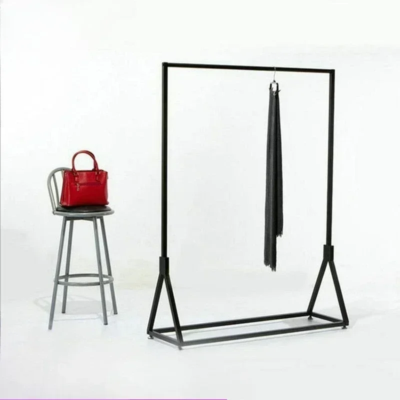 Durable Clothing store display rack Floor-to-ceiling hanger Wrought iron clothing shelf Middle island rack Coat rack