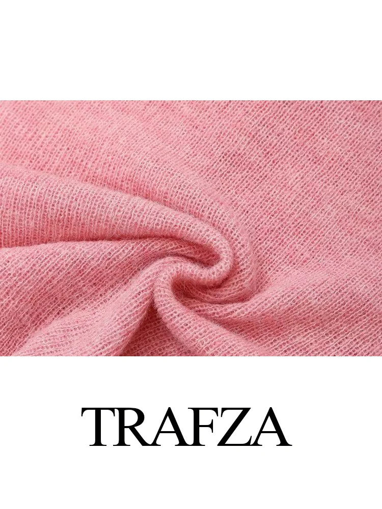 TRAFZA-cárdigan de punto con solapa para mujer, cárdigan de manga larga, elegante, de un solo pecho, de 3 colores