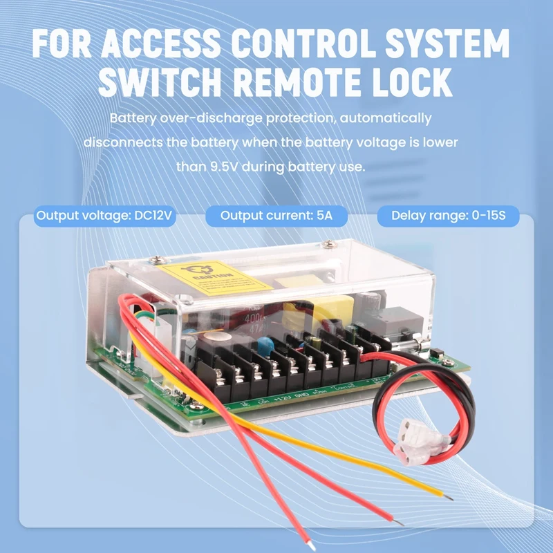 BAAY DC 12V 5A UPS Fuction Door Access Control Power Supply Use for Access Control System Switch Remote Lock AC 110V-240V