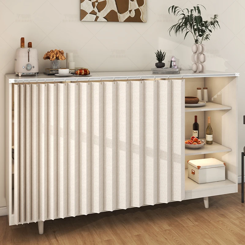 Cabinet Short Curtain Velcro Folding Kitchen Cabinet Dustproof Door Curtain Anti-oil Smoke Shade Slide Cloth Curtains
