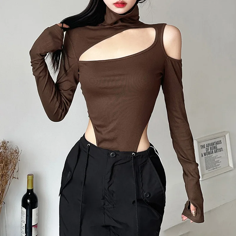 Autumn Europe and the United States cross-border women's strapless Slim thin long-sleeved design jumpsuit hot girl