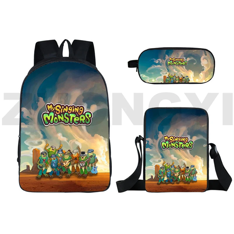 Mochila escolar My Singing Monsters, gran capacidad, cuaderno de trabajo, viaje urbano, Anime 3D, gran oferta