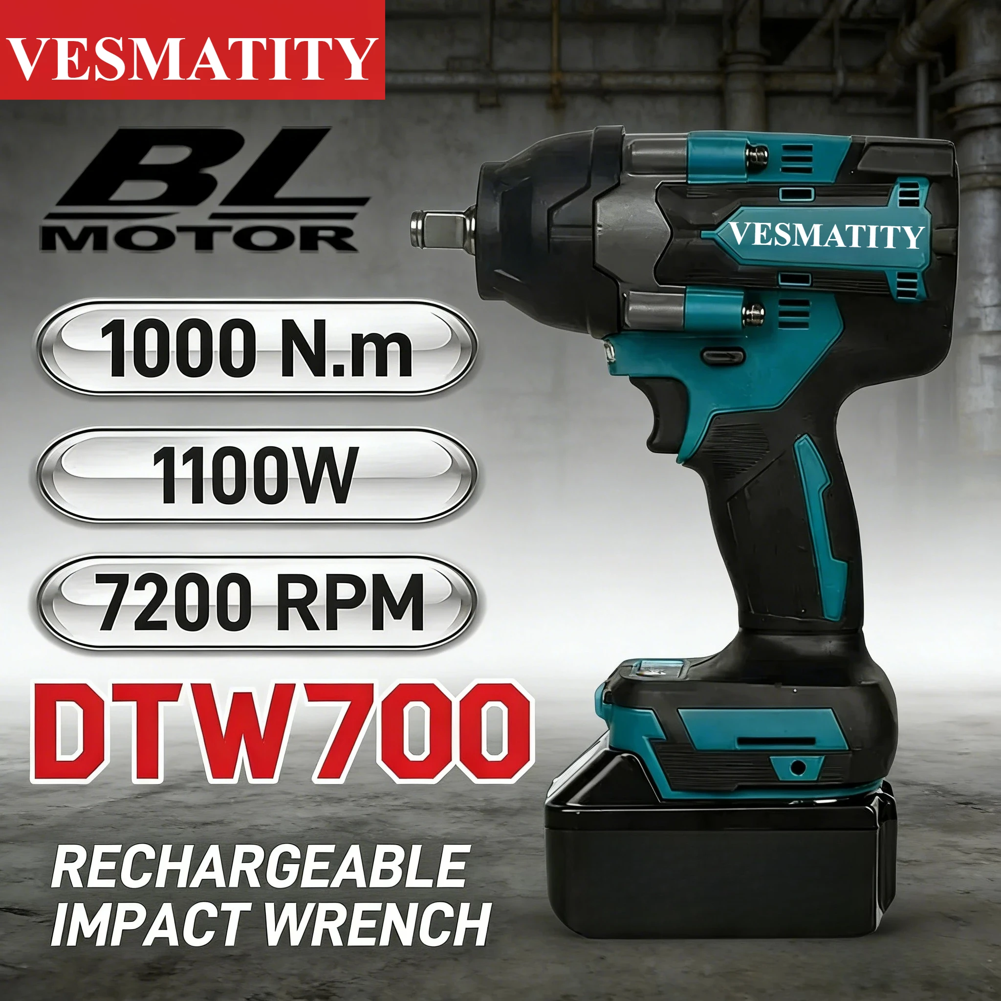 Cordless DTW700 Drill Screwdriver Fast Delivery Large Torque Power Tool  For 18V-20VBattery