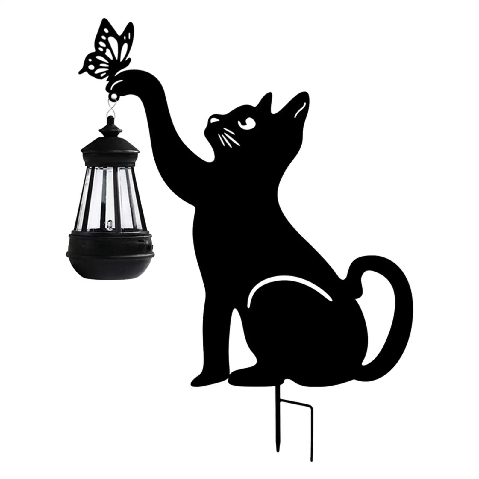 

21.6inch Hanging Solar Lantern Light with Black Cat Silhouette Convenient