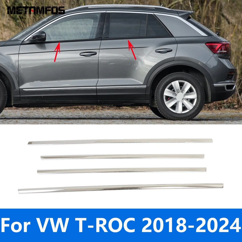 For Volkswagen VW T-ROC TROC 2017-2022 2023 2024 Lower Window Sill Frame Strip Molding Trim Decoration Sticker Car Accessories