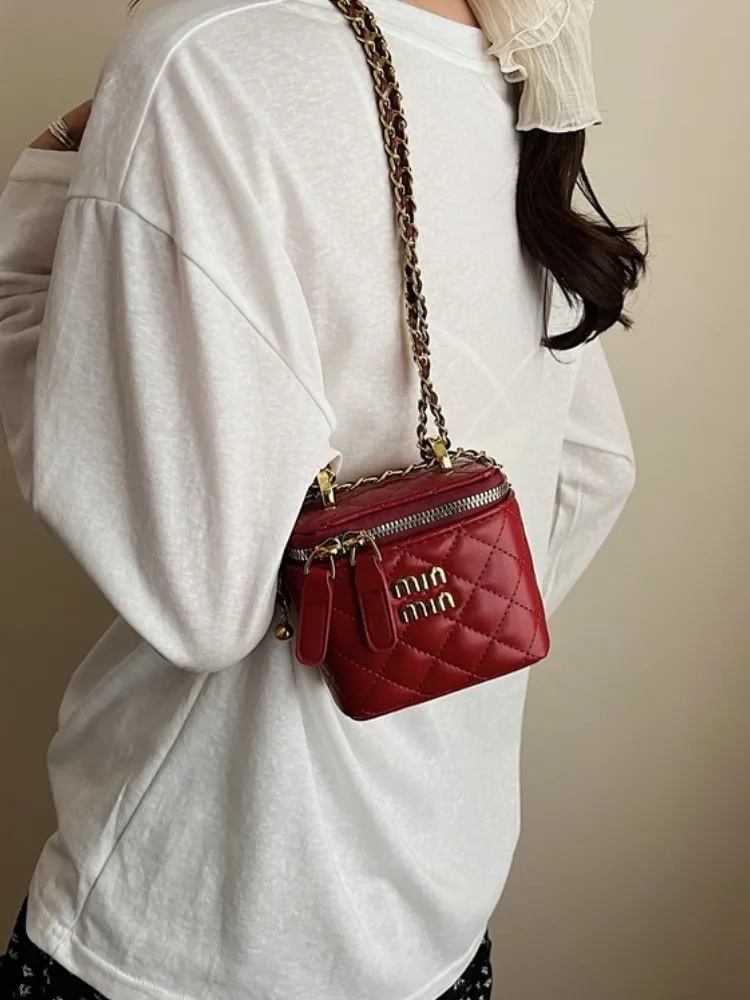 

Light luxury Western style mini box bag female rhombus headphone bag newhigh-end texture small square bag shoulder messenger bag