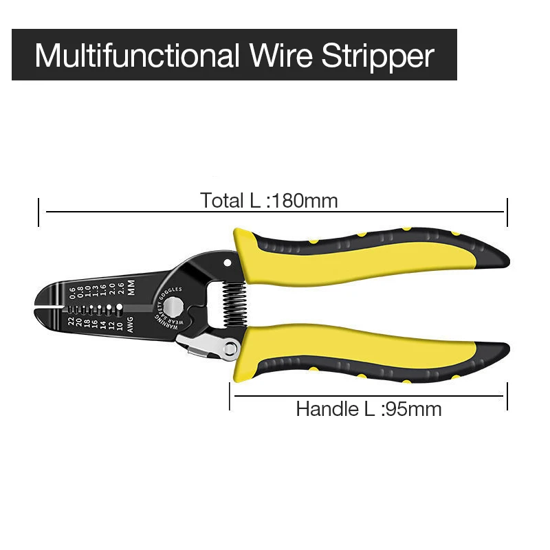 180mm Stripping Crimping Pliers Wire Stripper Multi Functional Ring Crimpper Electrician Peeling Network Cable Stripper Tools