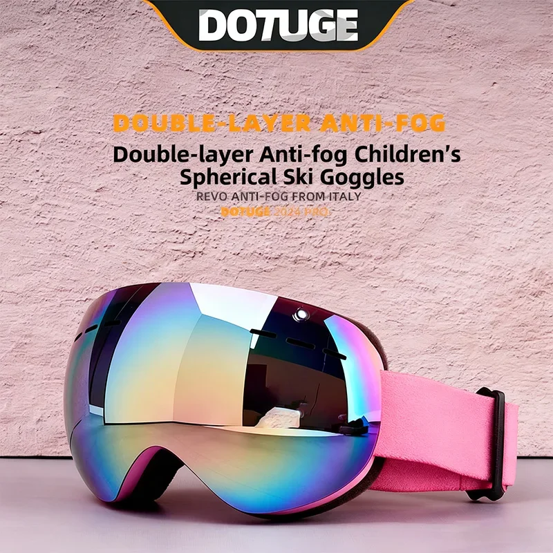 

DOTUGE Kids Ski Goggles for Cycling with Large Spherical Lens Double Layer Anti Fog Clear Vision Windproof Sports Goggles​