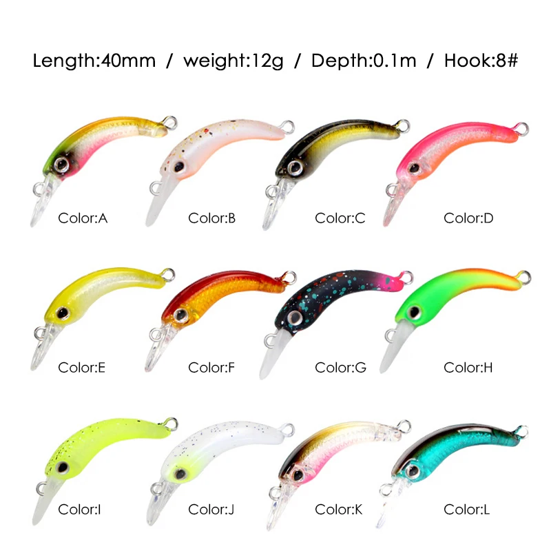 LETOYO Floating injured Fishing Lure 40mm 1.2g Micro lures Artificial Minnow Bait wobblers for Trout Bass Perch