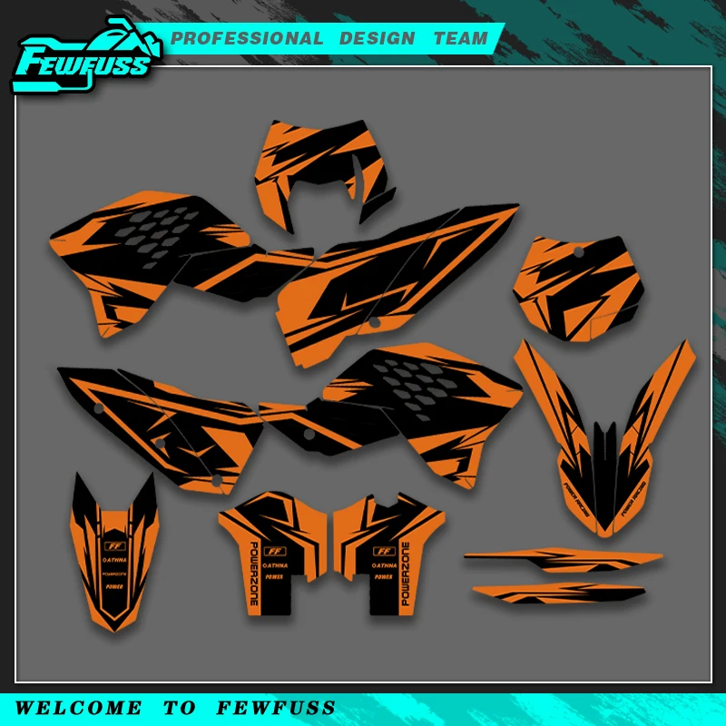 

Fewfuss For KTM SX SXF 2007 2008 2009 2010 EXC EXCF 125 250 300 450 2008 2009 2010 2011 Custom Graphics Decals Stickers Kit