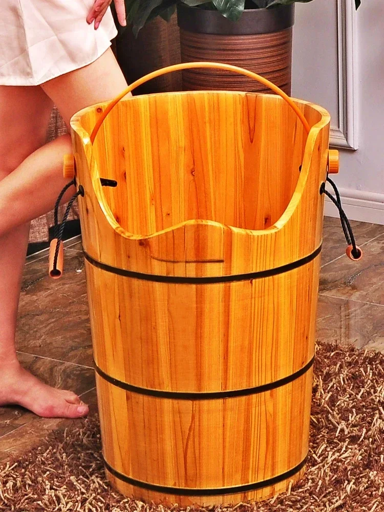 Panic Buying Sweat Steaming Fumigation Foot Bath Barrel Wooden with Lid Footbath Heating Knee Barrel