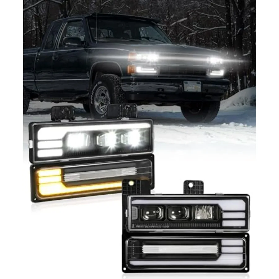 

LED Headlights Assembly DOT Approved with Start Animation DRL Sequential Turn Signal Hi/Low Beam Lights Replacement for OBS Tru