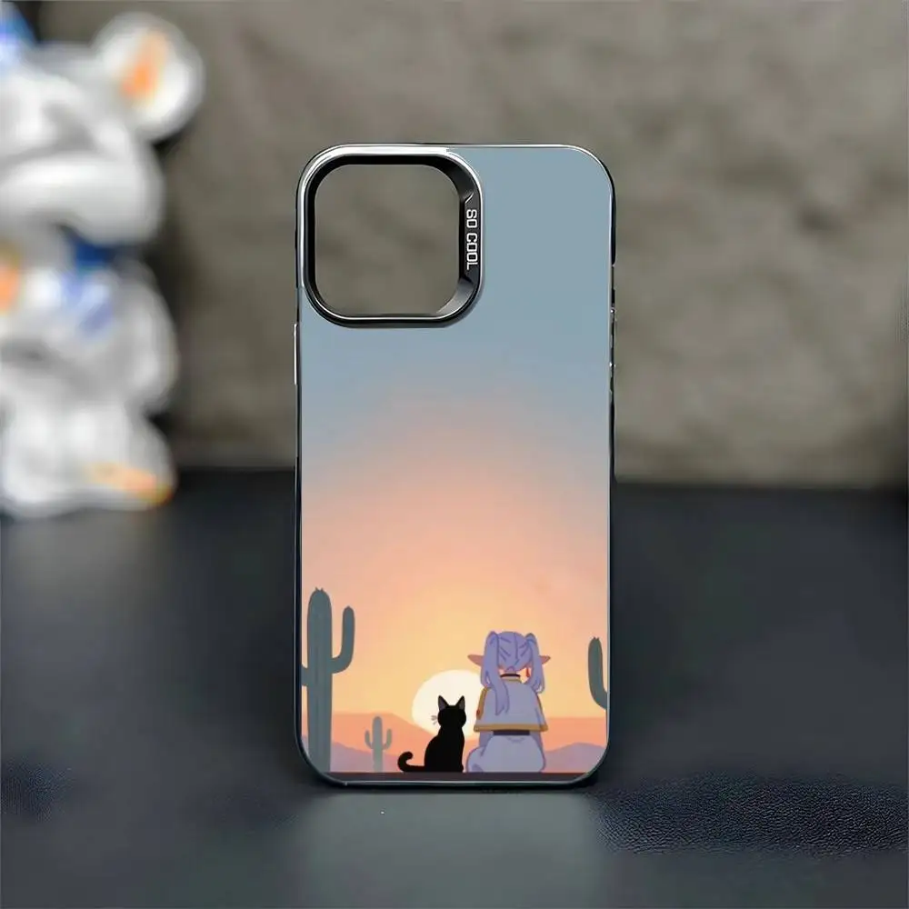 Funda de teléfono Anime Frieren Beyond Journeys End para iPhone17,16,15,14,13,12,11 Plus,Pro Max, funda negra mate a prueba de golpes