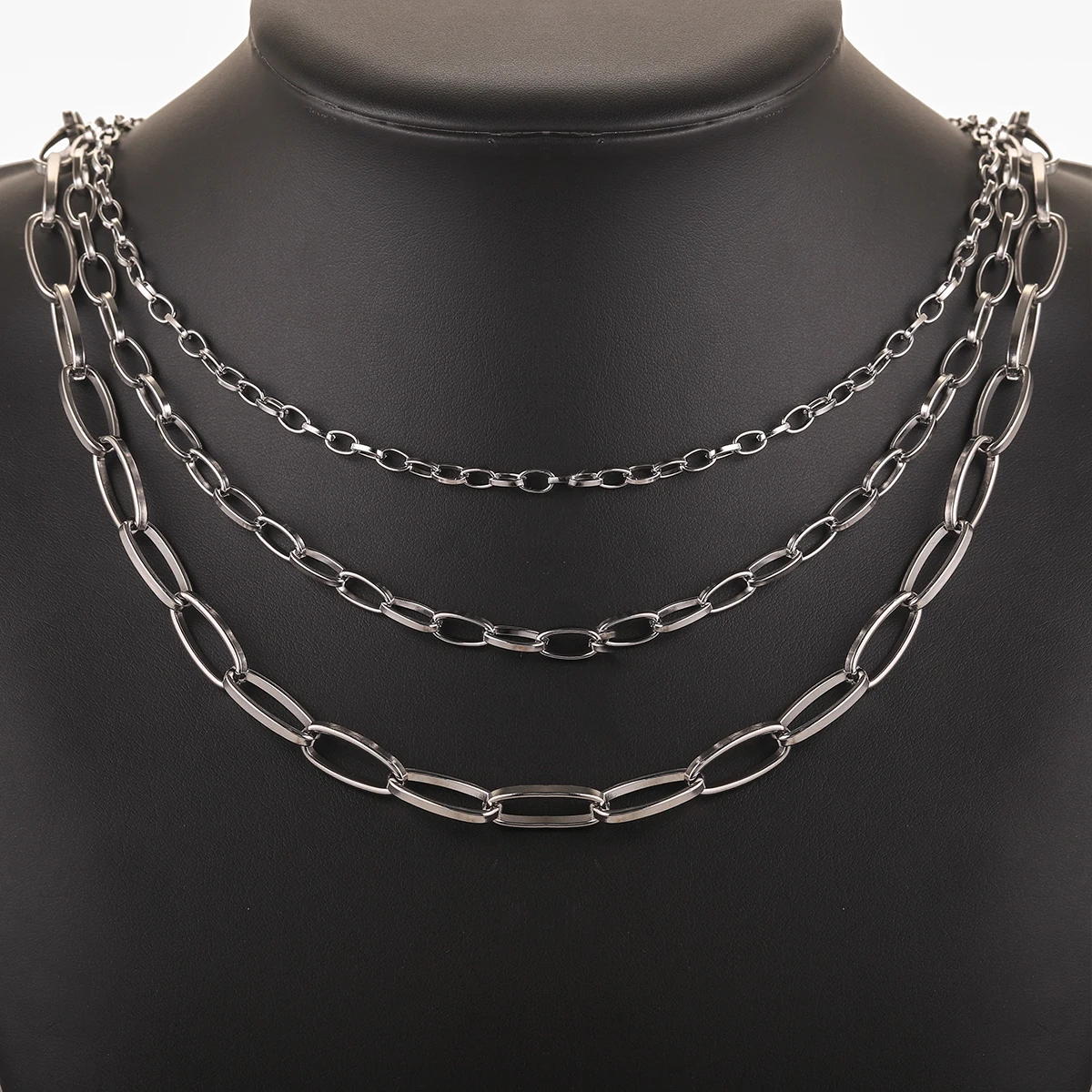 1M 3-9MM Wide Stainless Steel Clasp Chain for DIY Steel Color Necklace Bracelet Jewelry Making Accessories Connector Wholesale image 5