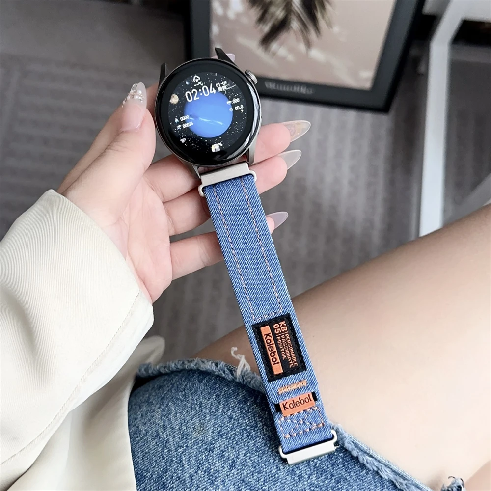 18mm 20mm 22mm nylon strap for Huawei Watch GT2 GT3 GT4 Cool denim wristband