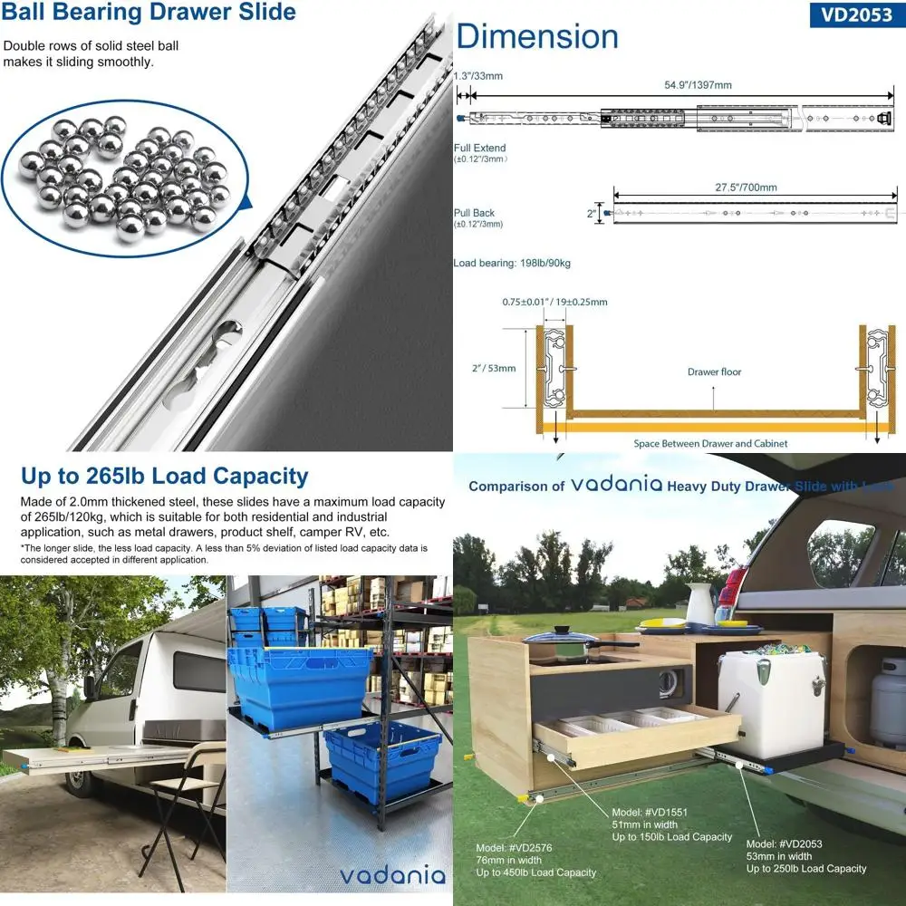 

Усиленный выдвижной механизм с замком, 2-секционный, нагрузка до 85 кг, 3-позиционное выдвижение, шариковый подшипник с фиксацией, боковое крепление, пара