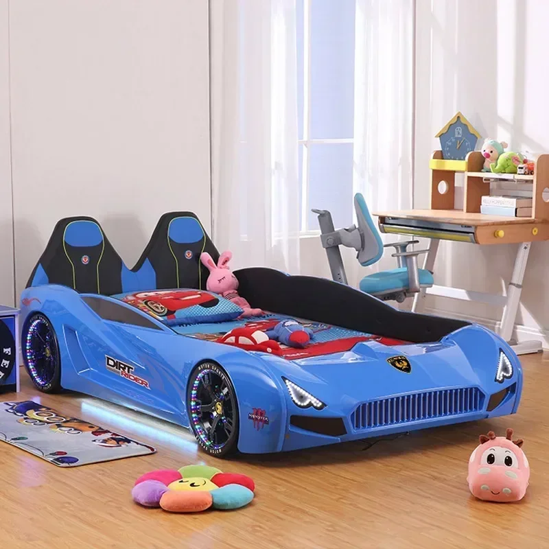 Children's Kids Racing Sports Cartoon Car Bed ABS T3 High Density Foam Back All-inclusive for Home Use