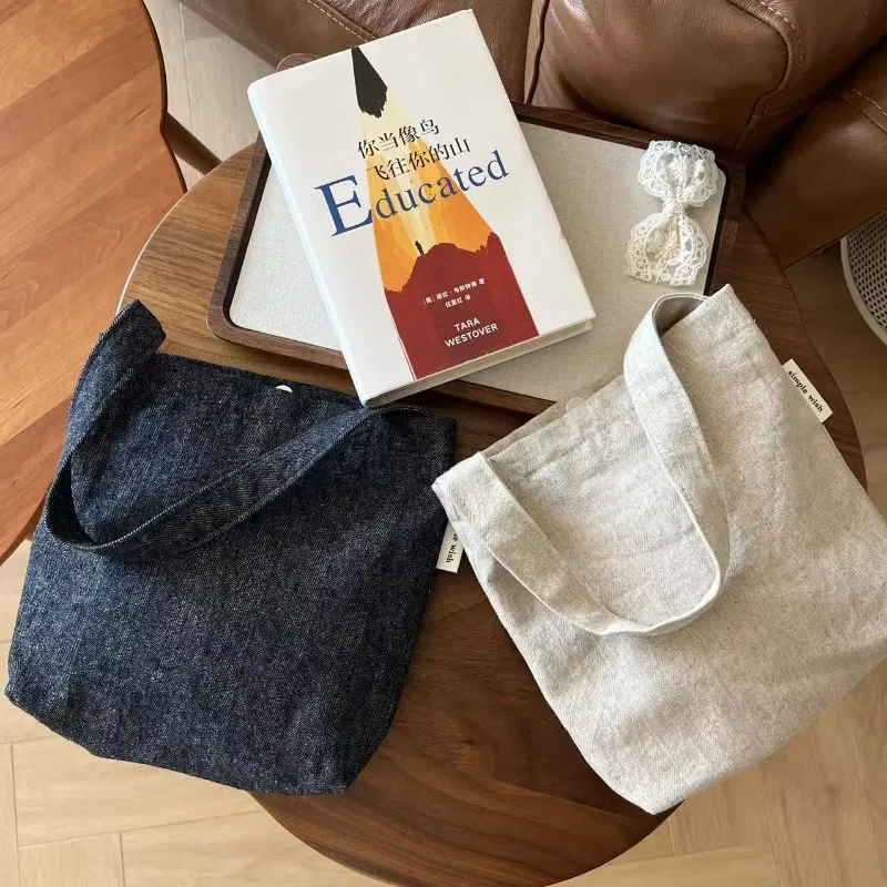 حقيبة تحت الإبط من قماش الدنيم ذات شريط ريترو ونقاط البولكا - محفظة كتف صغيرة من القماش البوهيمي للنساء