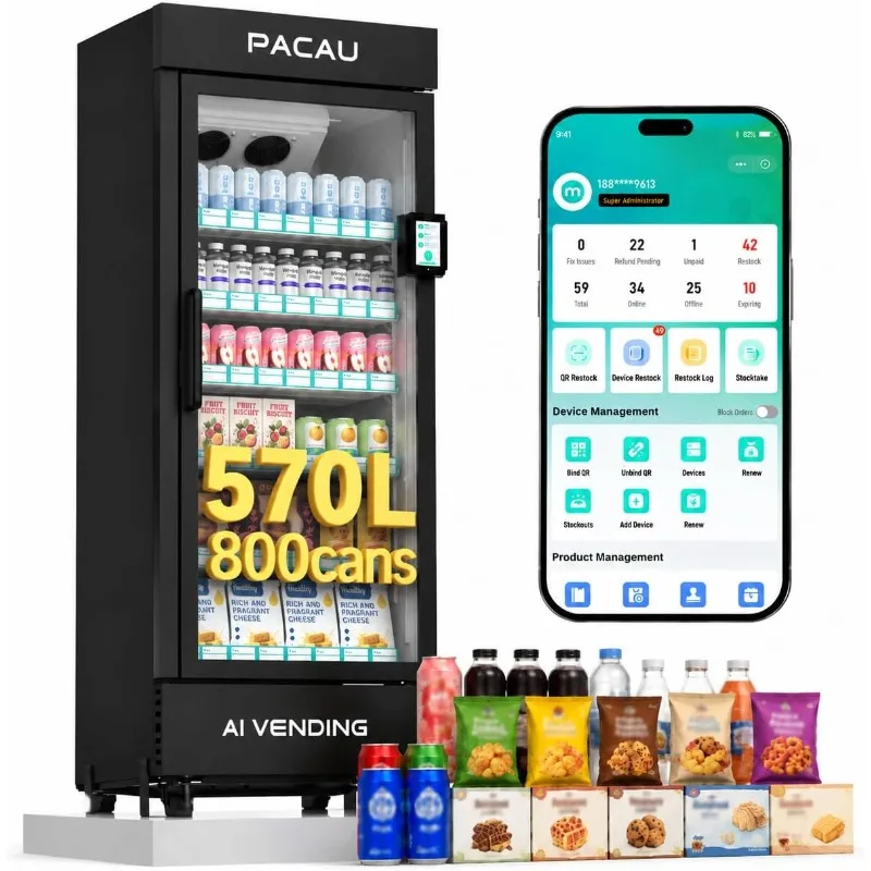 Customized Smart Ai Vending Machine with Card Reader, Snack & Drink Combo, Refrigerated Vending Machines for Business