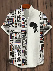 2025 Vintage African Style Men's Retro Ethnic Tribal Short Sleeve Shirts Tops Fashion Casual Vacation Streetwear Men's Shirts